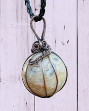 Mexican Crazy Lace Agate Wire Wrapped Orb Pendant - Connie’s Crystals 