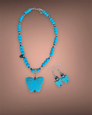 Howlite Turquoise Necklace and Earrings Set - Connie’s Crystals 