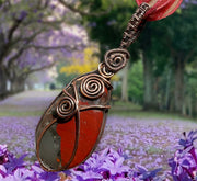 Bloodstone Pear Shaped Wire Wrapped Pendant - Connie’s Crystals 