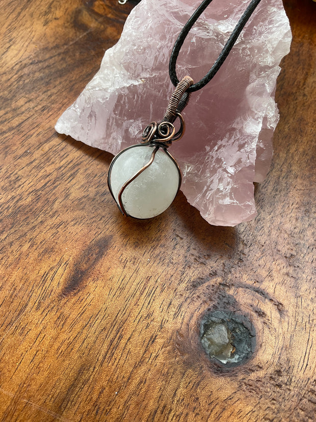 Selenite Wire Wrapped Sphere Pendant - Connie’s Crystals 