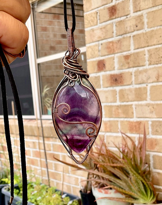 Rainbow Fluorite Wire Wrapped Pendant - Connie’s Crystals 