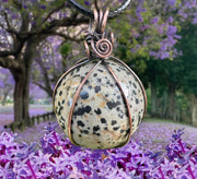 Dalmatian Jasper Wire Wrapped Orb Pendant - Connie’s Crystals 