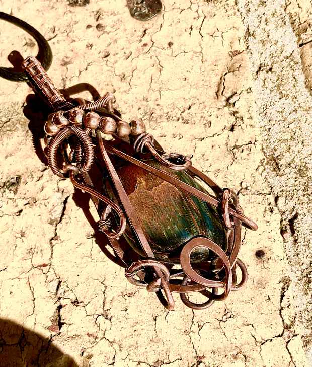 Blue Tiger Eye Wire Wrapped Pendant - Connie’s Crystals 