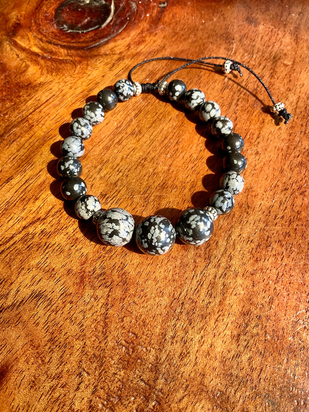 Snowflake Obsidian Adjustable Bracelet - Connie’s Crystals 