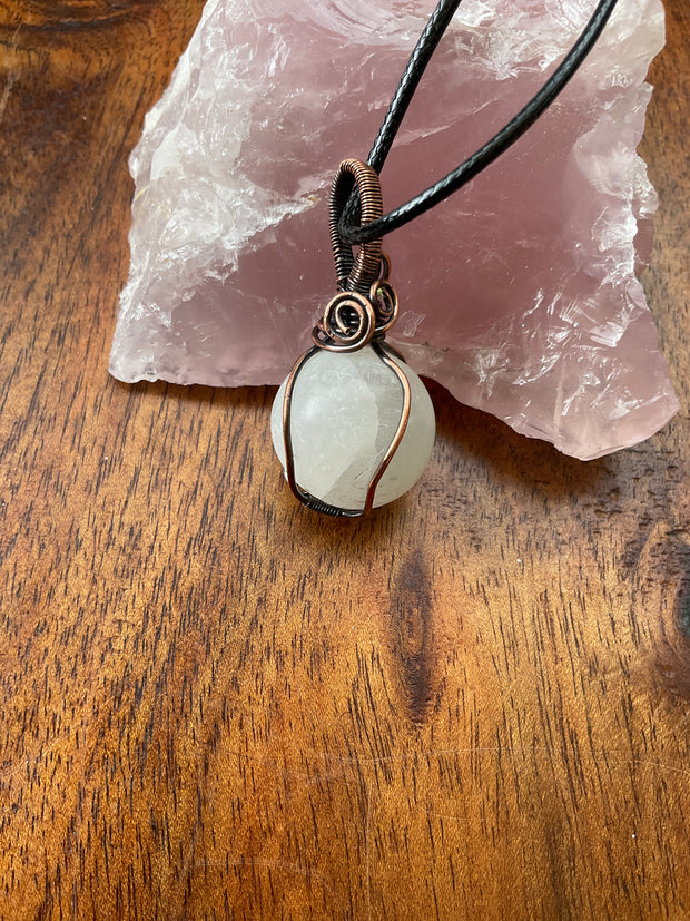 Selenite Wire Wrapped Sphere Pendant - Connie’s Crystals 