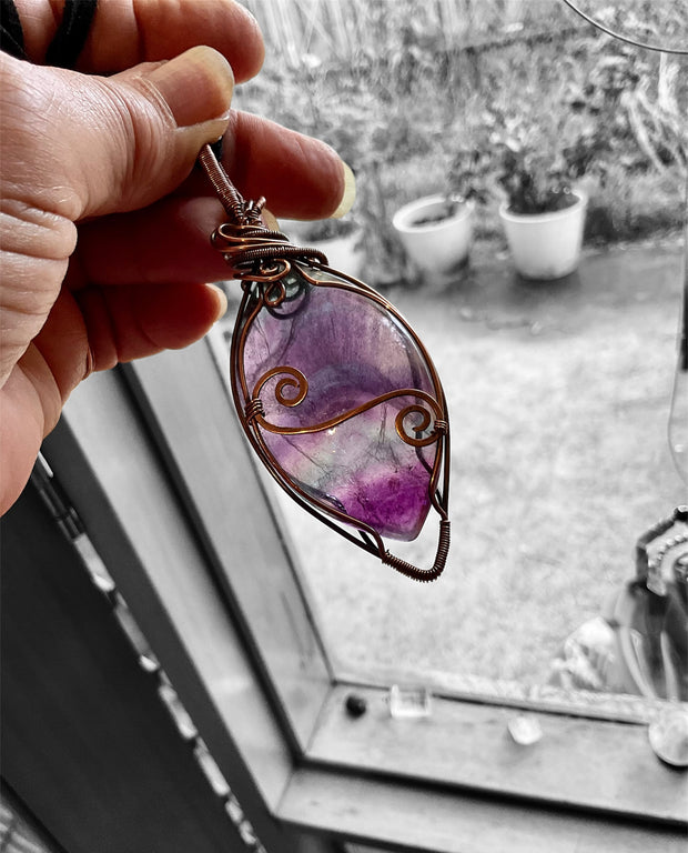 Rainbow Fluorite Wire Wrapped Pendant - Connie’s Crystals 