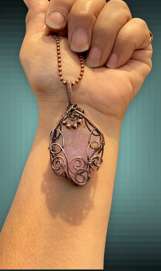 Rose Quartz Wire Wrapped Pendant - Connie’s Crystals 