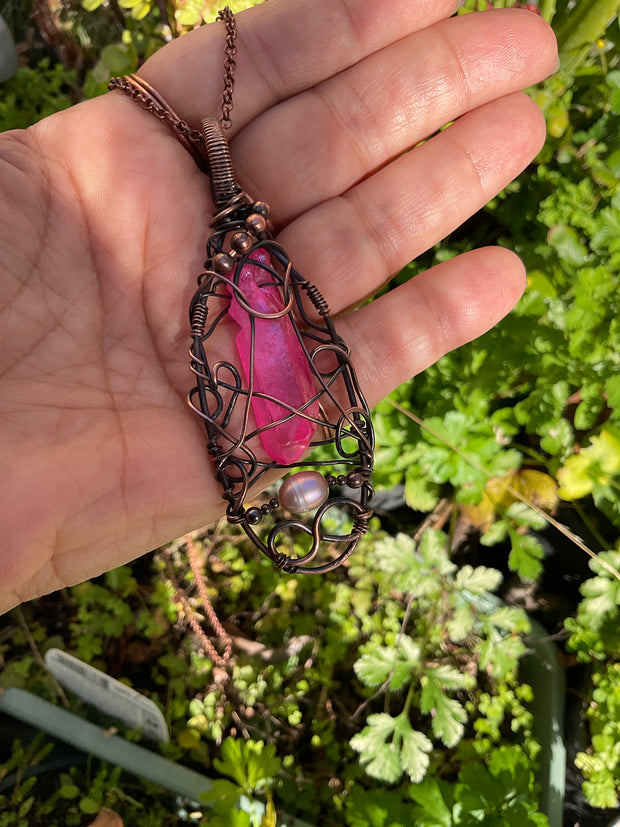 Pink Aura Quartz Pendant - Connie’s Crystals 