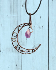 Amethyst Crescent Moon Pendant - Connie’s Crystals 