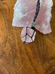 Rough Rose Quartz Macramé Wrapped Pendant - Connie’s Crystals 