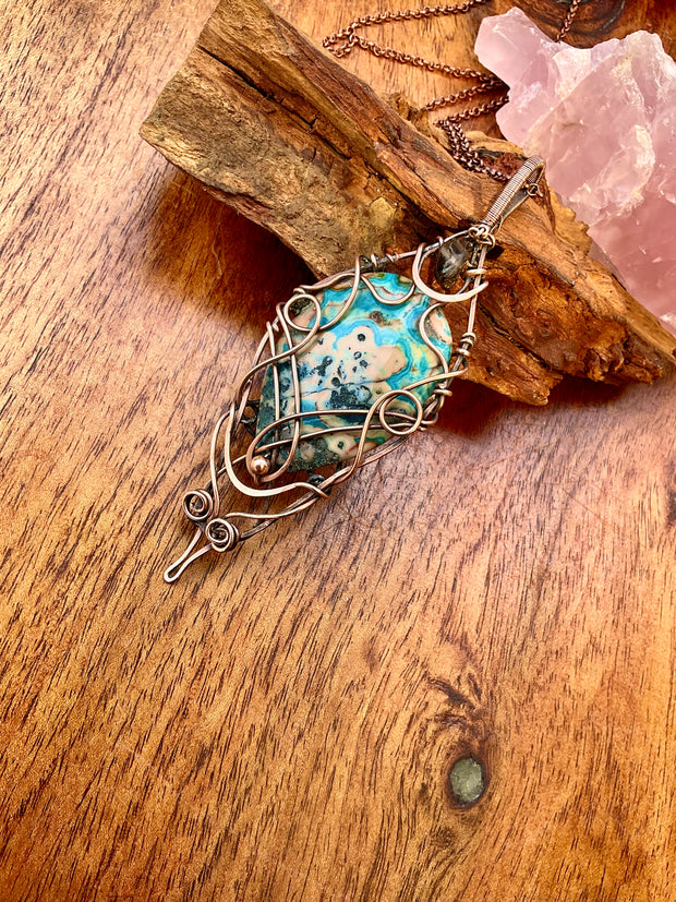 Blue Crazy Lace Agate Pendant - Connie’s Crystals 