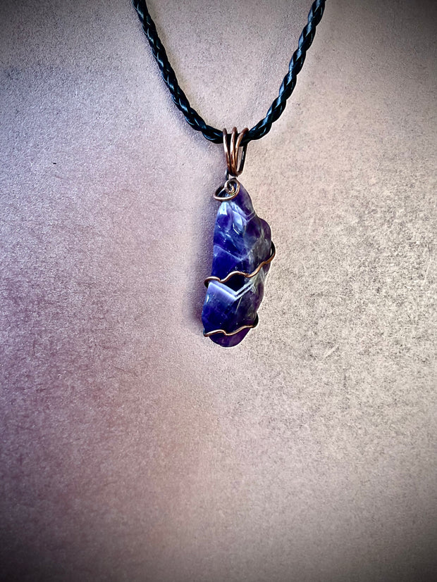 Chevron Amethyst Freeform Pendant - Connie’s Crystals 