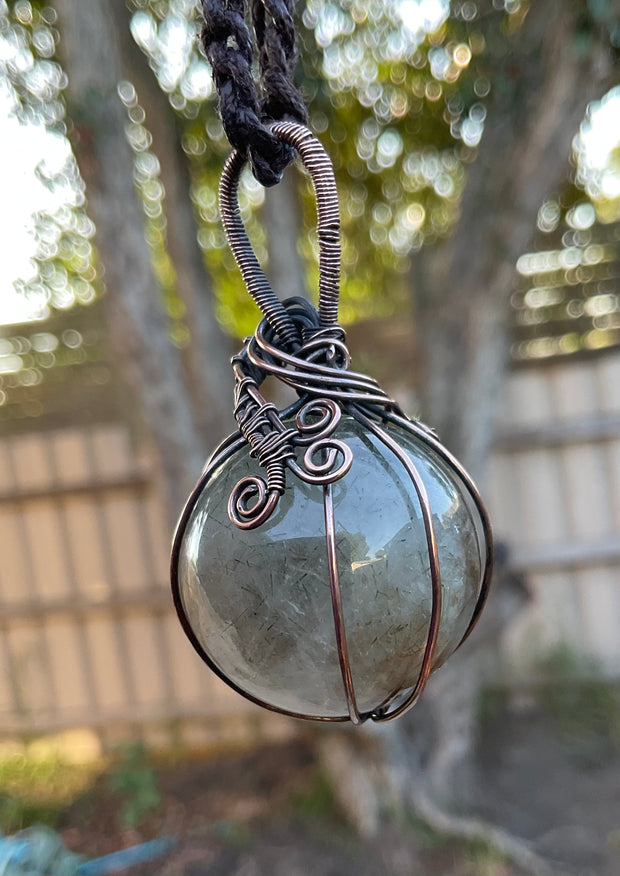 Rutilated Quartz Wire Wrapped Orb Pendant - Connie’s Crystals 