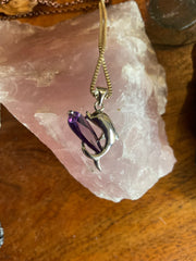 Amethyst Sterling Silver Dolphin Necklace - Connie’s Crystals 