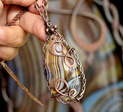 Banded Madagascan Agate Wire Wrapped Pendant - Connie’s Crystals 