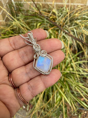 Rainbow Moonstone Wire Wrapped in .925 Sterling Silver - Connie’s Crystals 