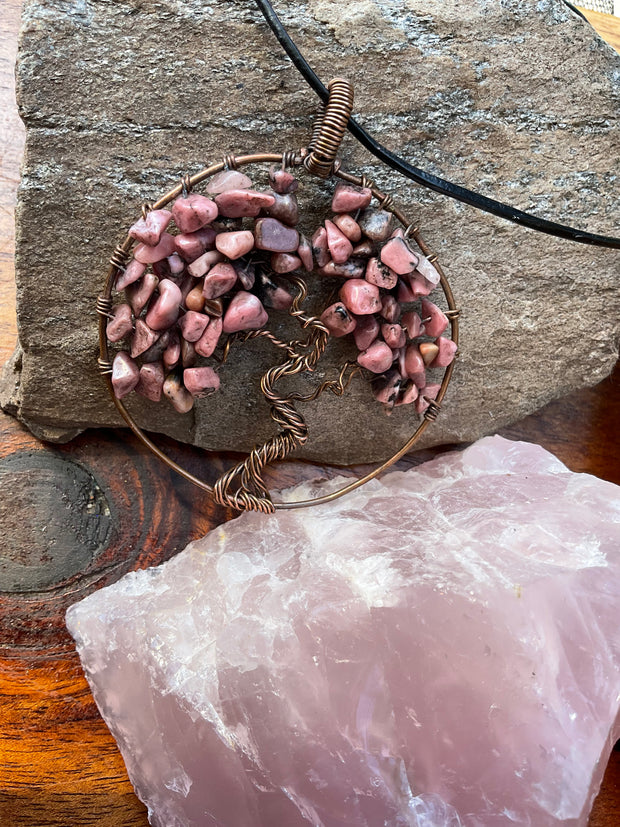 Rhodonite Tree of Life Pendant - Connie’s Crystals 