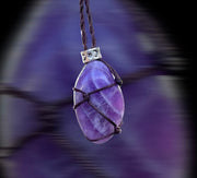 Chevron Amethyst Macrame Pendant - Connie’s Crystals 