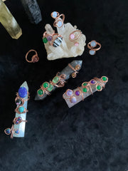 Wire Wrapped Gemstone Adjustable Rings - Connie’s Crystals 