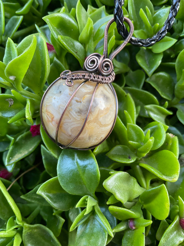 Mexican Crazy Lace Agate Wire Wrapped Orb Pendant - Connie’s Crystals 