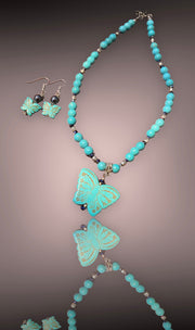 Howlite Turquoise Necklace and Earrings Set - Connie’s Crystals 