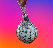 Dalmatian Jasper Wire Wrapped Orb Pendant - Connie’s Crystals 