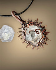 Apophyllite Wire Wrapped Sun Pendant - Connie’s Crystals 