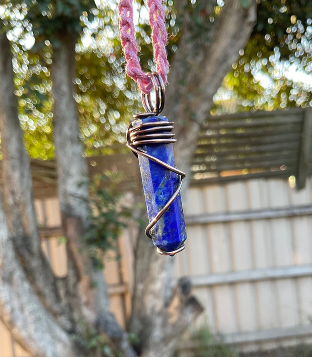 Lapis Lazuli Point Wire Wrapped Pendant - Connie’s Crystals 