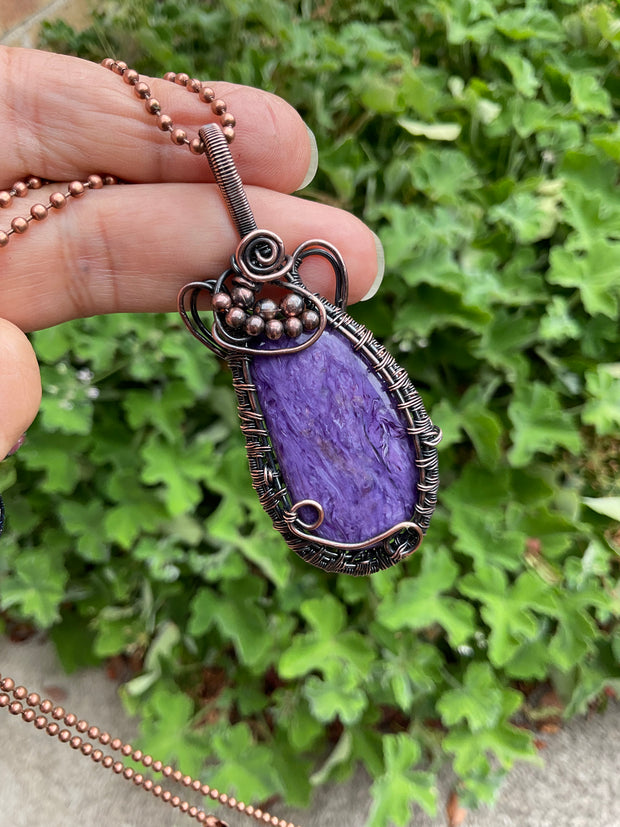 Charoite Wire Wrapped Pendant - Connie’s Crystals 