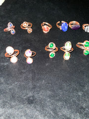 Wire Wrapped Gemstone Adjustable Rings - Connie’s Crystals 